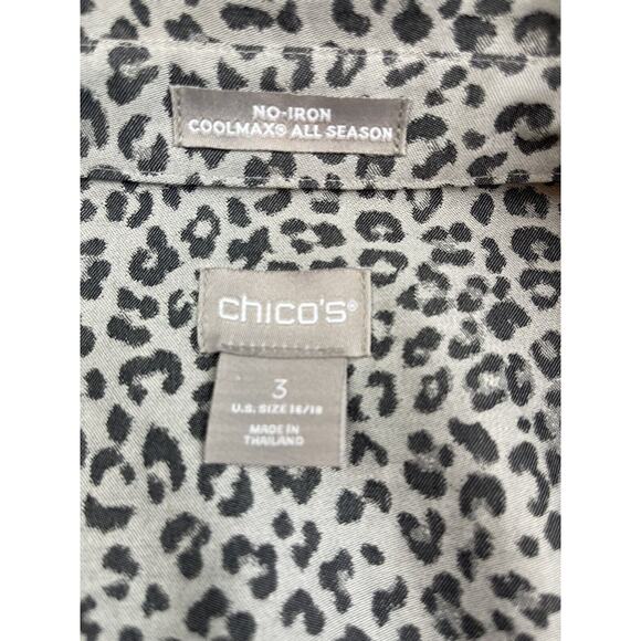 Chicos No Iron Coolmax Size 3 (XL) Animal Print Button Up Blouse Long Sleeve - Picture 6 of 9